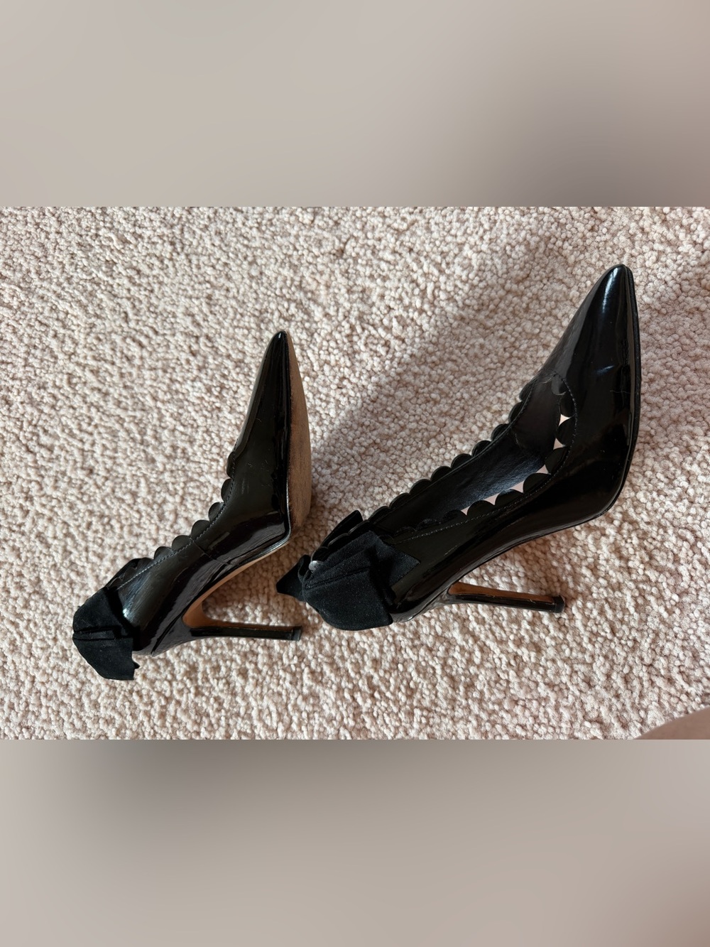 kate spade Black Patent Scallop Pointed-Toe Stiletto Heels with Back Bow - Picture 13 of 14